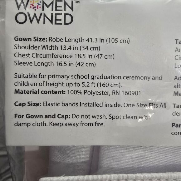 Graduation Childrens Cap and Gown for Ages 11Y-12Y, White, One Size - Picture 4 of 8